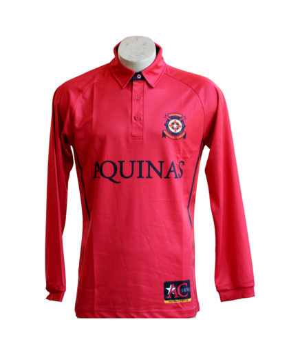 1st Cricket Red Polo l/s